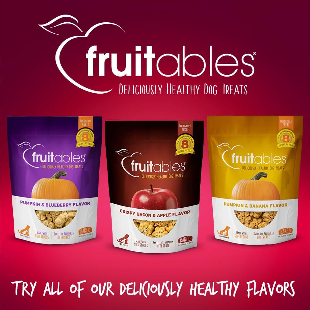 Fruitables Baked Dog Treats, Low Calorie Treats, Pumpkin & Banana, 7oz | Healthy Dog Treats, Training Treats, Crunchy Dog Biscuits, Limited Ingredient Recipe, Healthy Puppy Snacks, Made in USA