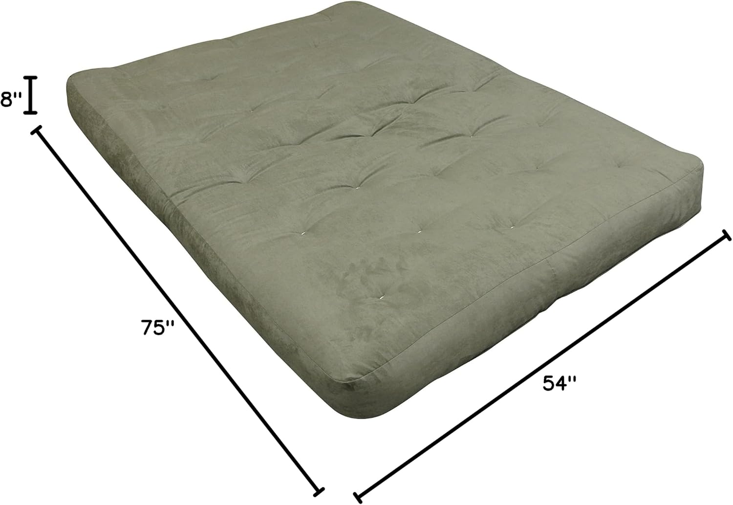 Gold Bond 8" Double Foam & Cotton Futon Mattress, Sage Microfiber, Full, Green