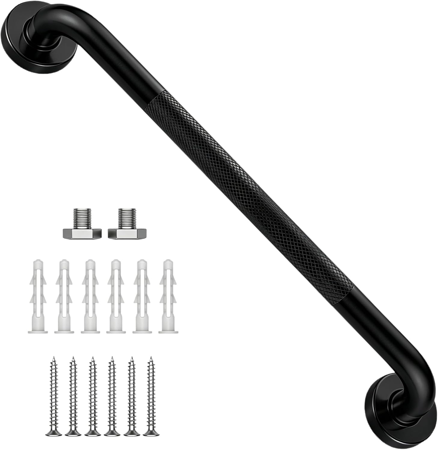 12 Inch Shower Grab Bar 1.25" Dia,Brushed Nickel Anti Slip Bathroom Grab Bar, 304 Stainless Steel Knurled Handicap Grab Bars, Safety Support Handrail,Bath Shower Handle for Elderly Injury Senior