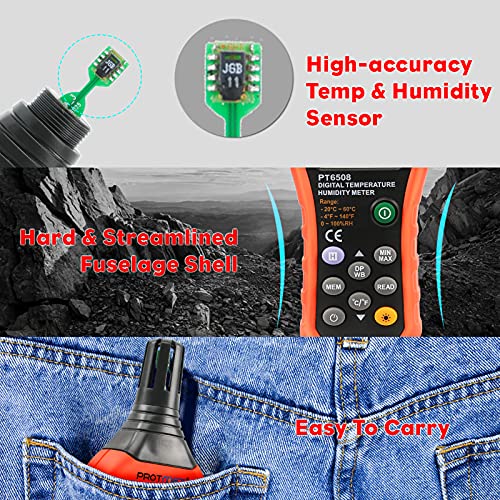Digital Temperature Humidity Meter, Thermometer Hygrometer with Ambient Dew Point and Wet Bulb Temperature Indoor and Outdoor
