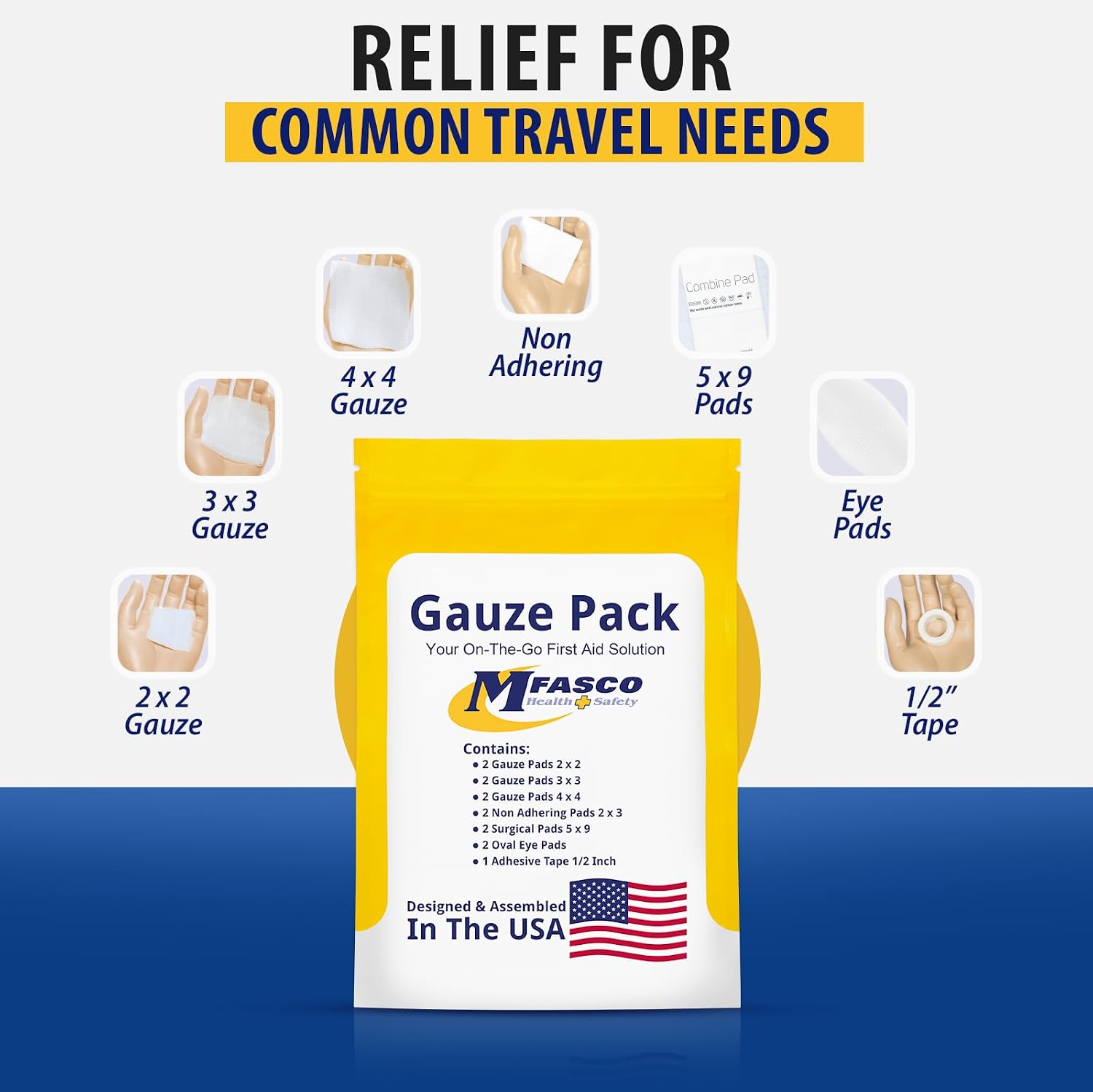 MFASCO Antiseptic Wound Care Travel Pack | 39 Piece First Aid Kit Refill | BZK, Antiseptic Wipes, Sting Relief, Wound Ointment | Essential First Aid Supplies | Refill Personal First Aid Kits