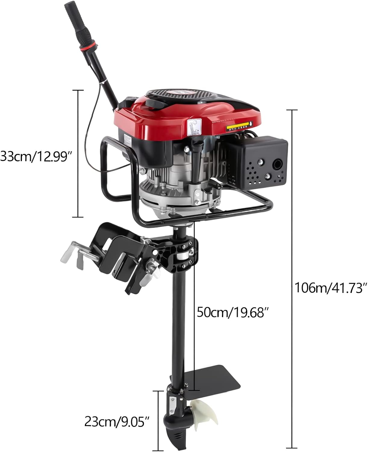 Outboard Boat Motor Air Cooled Gas Outboard Engine 360° Steering Pull Start Saltwater Outboard Boat Motor Fishing Boat Engine