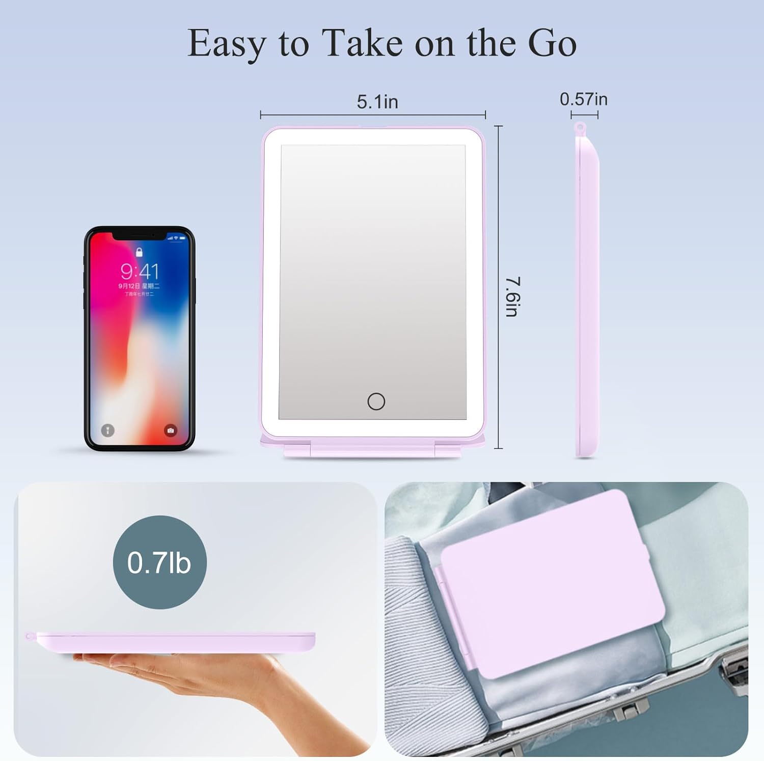 FUNTOUCH Rechargeable Travel Makeup Mirror with 72 Led Lights