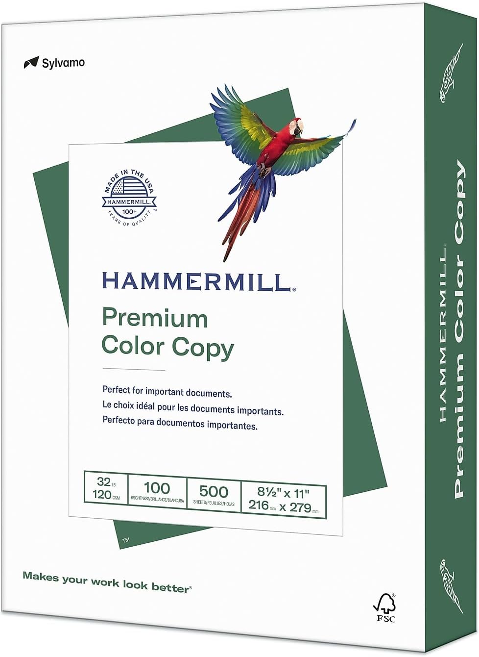 Hammermill Printer Paper, Premium Color 32 lb Copy Paper, 8.5 x 11-1 Ream (500 Sheets) - 100 Bright, Made in the USA, white (102630)