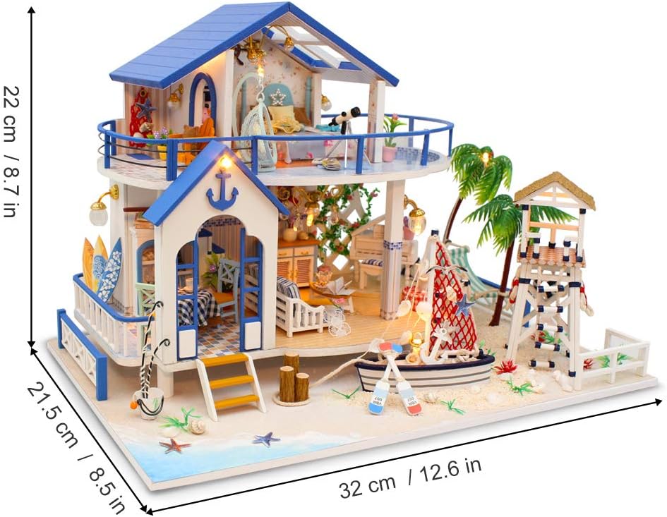 GuDoQi DIY Miniature Dollhouse Kit, Miniature House Kit 1:24 Scale, Tiny House kit with Music and Furniture Kit, Great Gift for Birthday Christmas