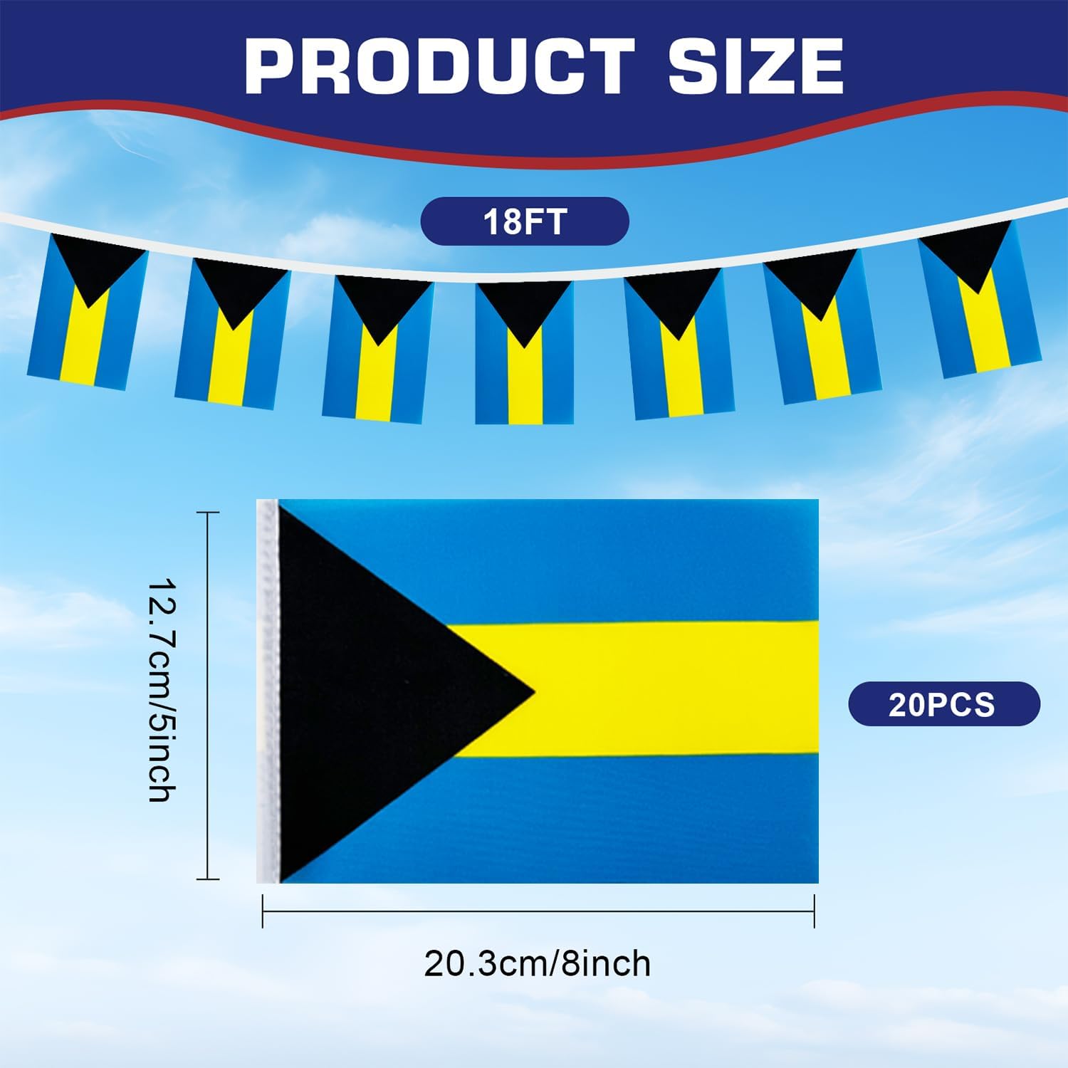 Nicaragua String Flags Banner Mini Small Nicaraguans Flag Bunting Patriotic Hanging Decor,National Holiday, Sports Game, Fiesta & Themed Party,18 Feet 20 Flags
