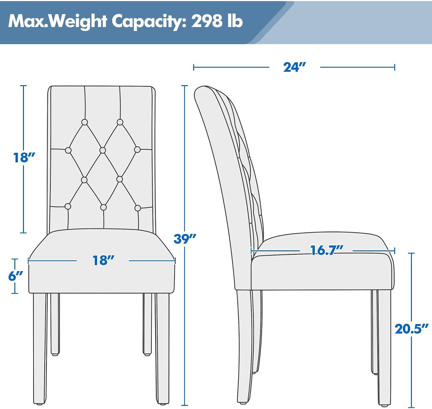 Yaheetech Dining Chairs Set of 2 Button Tufted Kitchen Chairs Brown