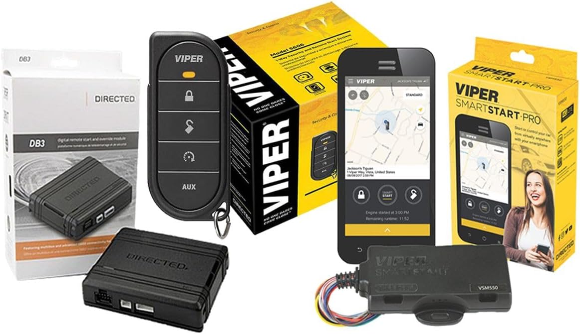 Viper 5606V 1-Way Car Alarm + Remote Start System Bundled with + (1) DB3 Data Bus All Interface Module + (1) VSM550 Smart Start Module with GPS