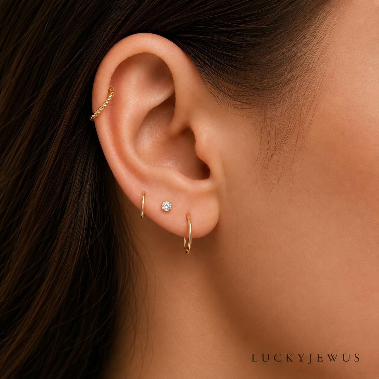 Small Gold or Sterling Silver Huggie Hoop Earrings for Women Cartilage Nose Helix Tragus