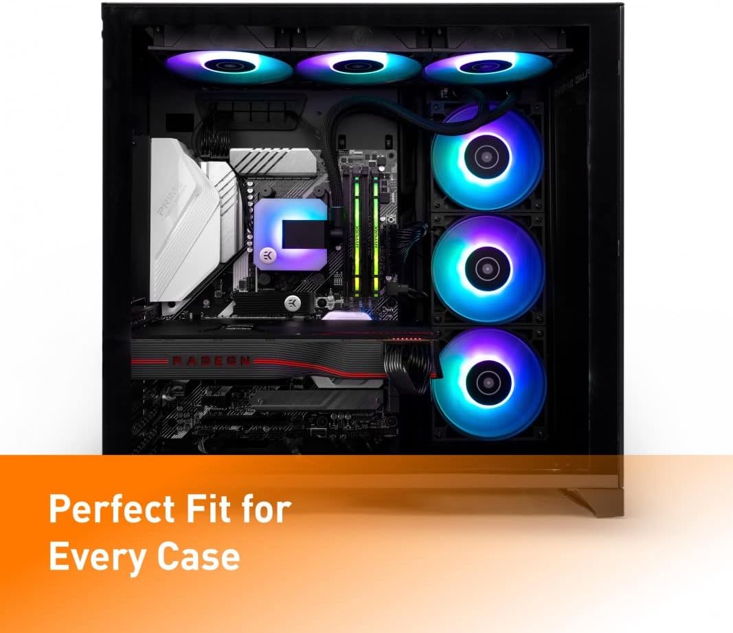 EK AIO 120mm, D-RGB All-in-One CPU Cooler with EK-Vardar High-Performance PMW Fans, Water Cooling Computer Parts, 120mm Fan, Intel 115X/1200/2066