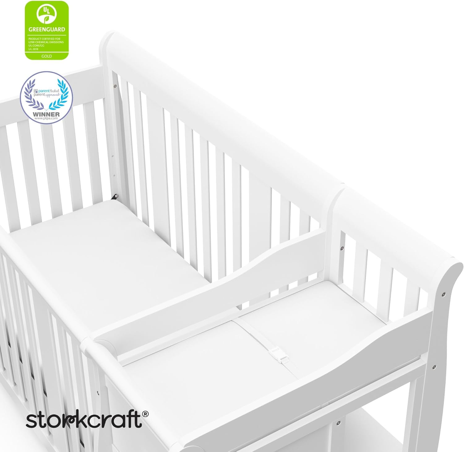 Storkcraft Portofino 5-in-1 Convertible Crib and Changer, Pebble Gray