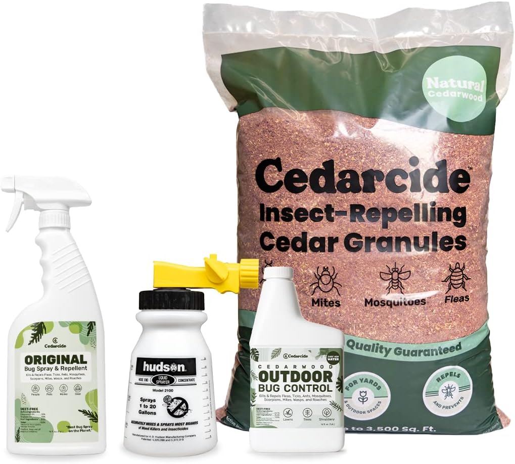 Cedarcide Complete Pest Control Kit (Small): Cedarcide Original Pint + Outdoor Bug Control Concentrate, & Cedar Granules