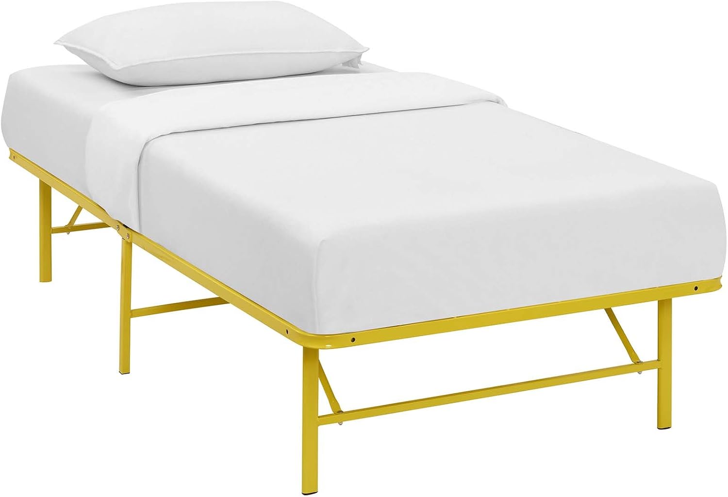 Modway Horizon Queen Bed Frame In Gray - Replaces Box Spring - Folding Metal Mattress Bed Frame