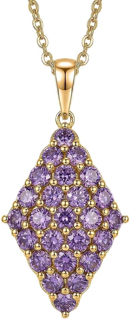Amethyst Color Cubic ZirconiaPendant Steel Necklace 20"