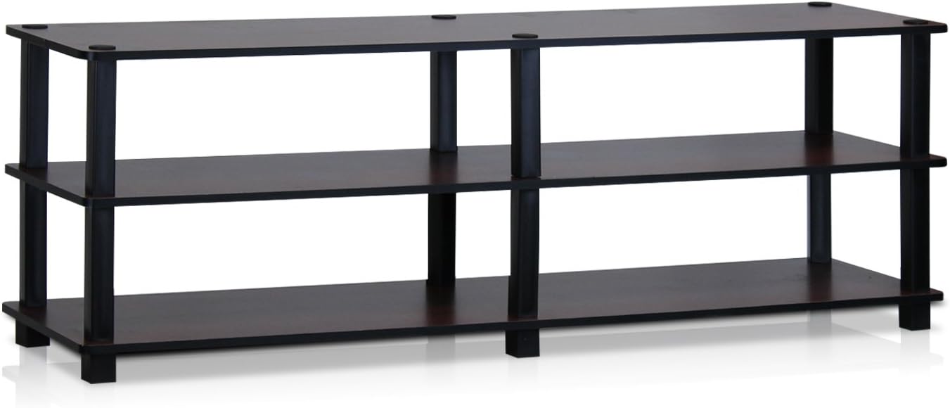 Furinno Turn-S-Tube No Tools 3-Tier Entertainment TV Stands, Dark Cherry and Black