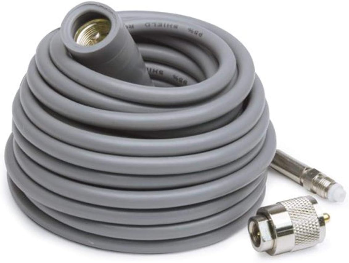 K40 K4018FME 18ft Super Mini-8 CB Antenna Cable with Removable FME Connector, Black