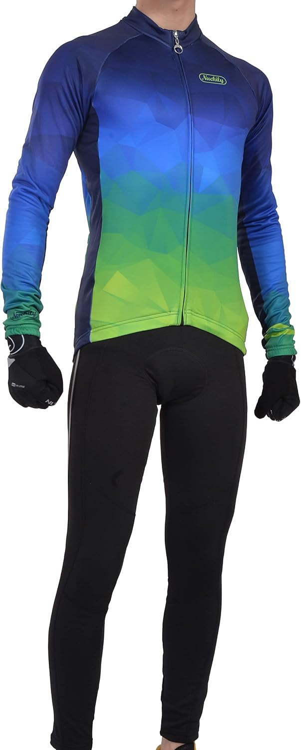 Mens Cycling Suit Windproof Winter Thermal Fleece Sportswear Clothing Set Riding Jersey Jacket & 3D Padded Pants Trousers