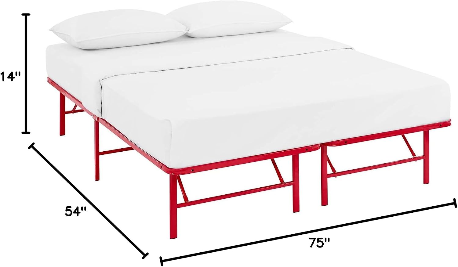 Modway Horizon Queen Bed Frame In Gray - Replaces Box Spring - Folding Metal Mattress Bed Frame