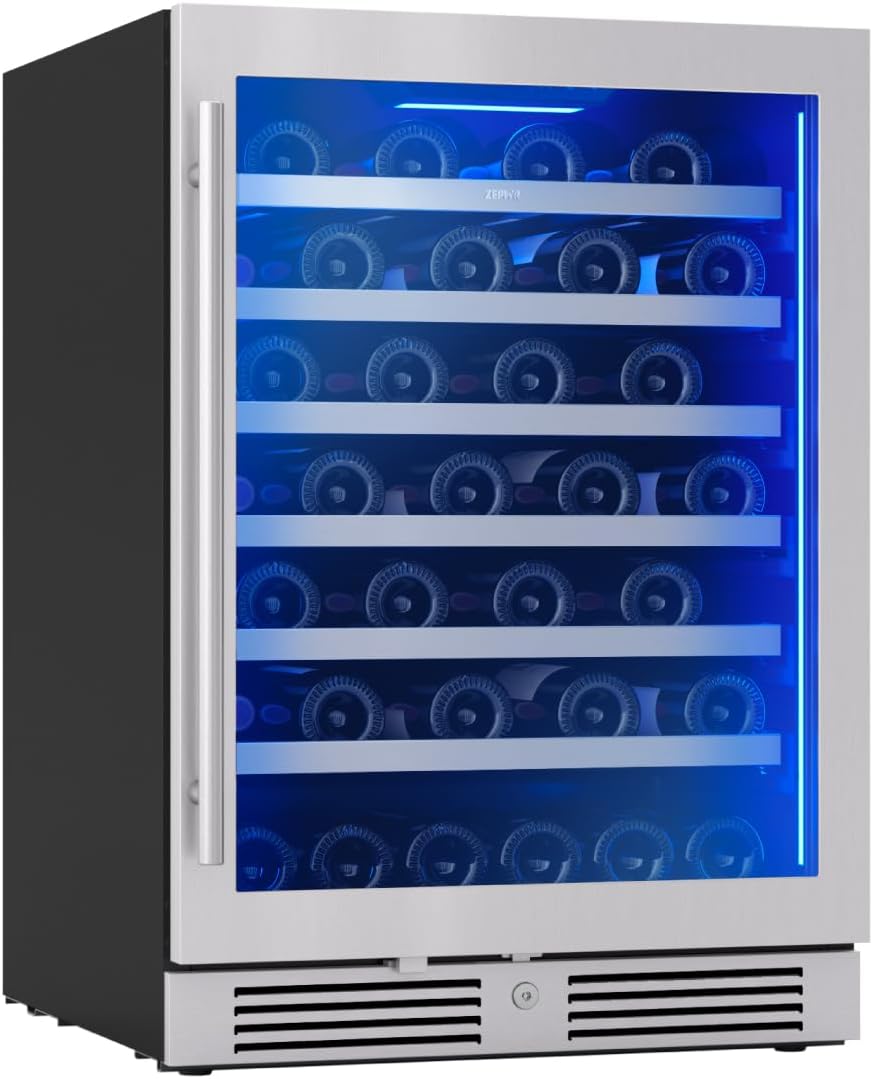 Zephyr Presrv 15 Inch Slim Wine Fridge Beverage Refrigerator Under Counter