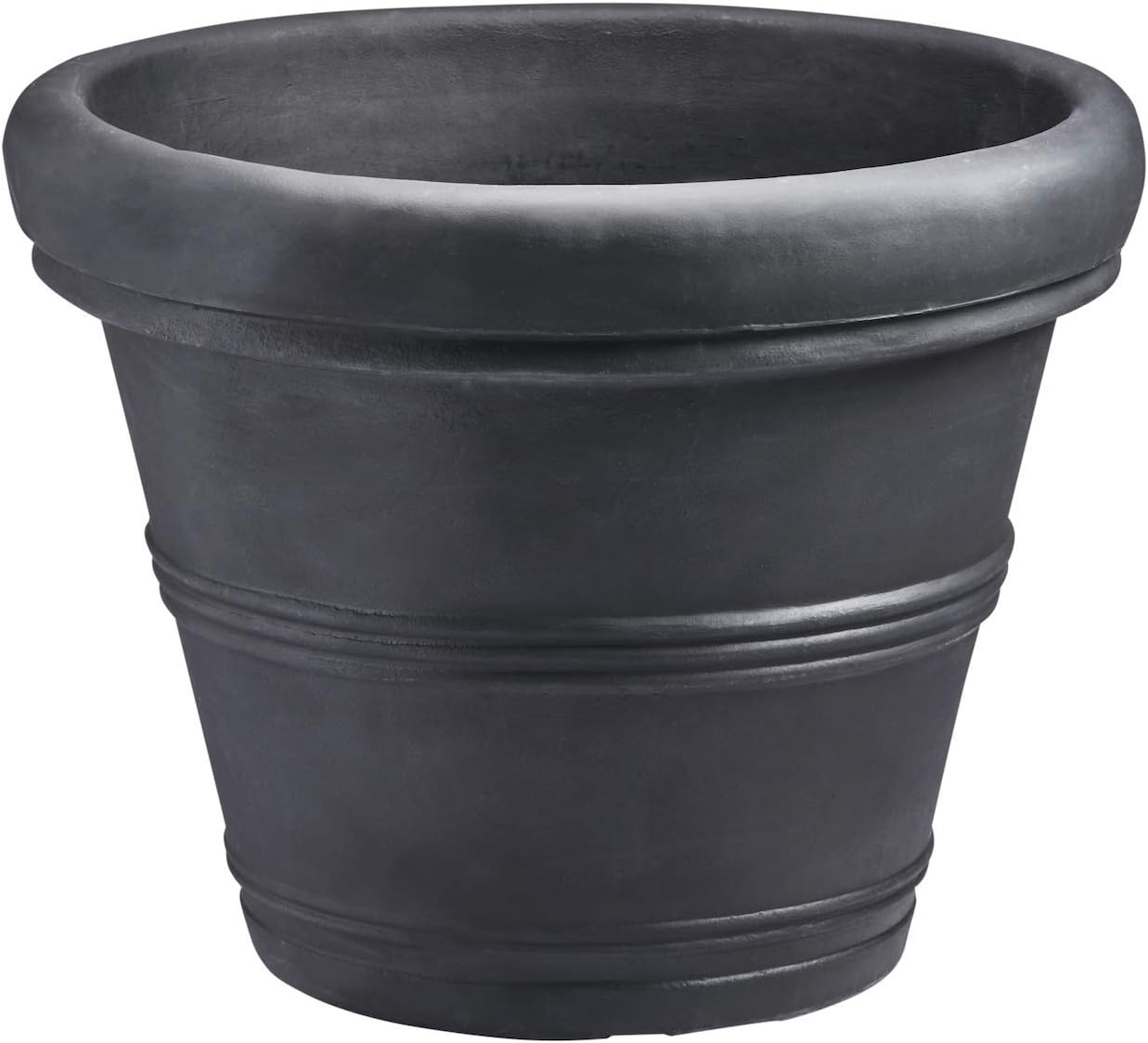 Crescent Garden Brunello Classic Gray Rolled Rim Planter Pot, Lightweight Indoor/Outdoor Weather-Safe Round Plant Pot, 27''W (Weathered Concrete)