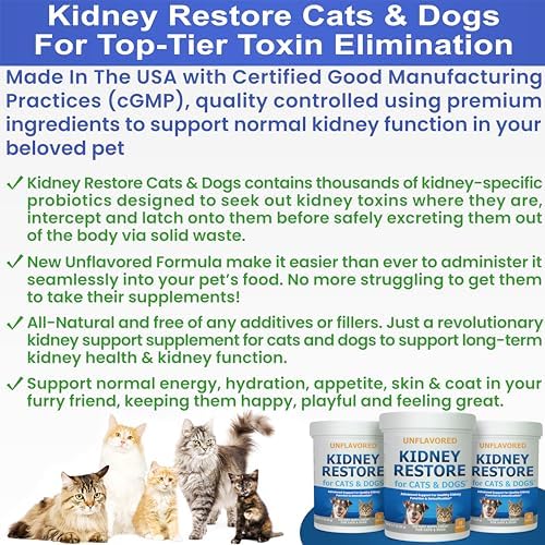 Cat and Dog Kidney Support, Natural Renal Supplements to Support Pets, Feline, Canine Healthy Kidney Function and Urinary Tract. Essential for Pet Health, Pet Alive, Easy to Add to Cats and Dogs Food