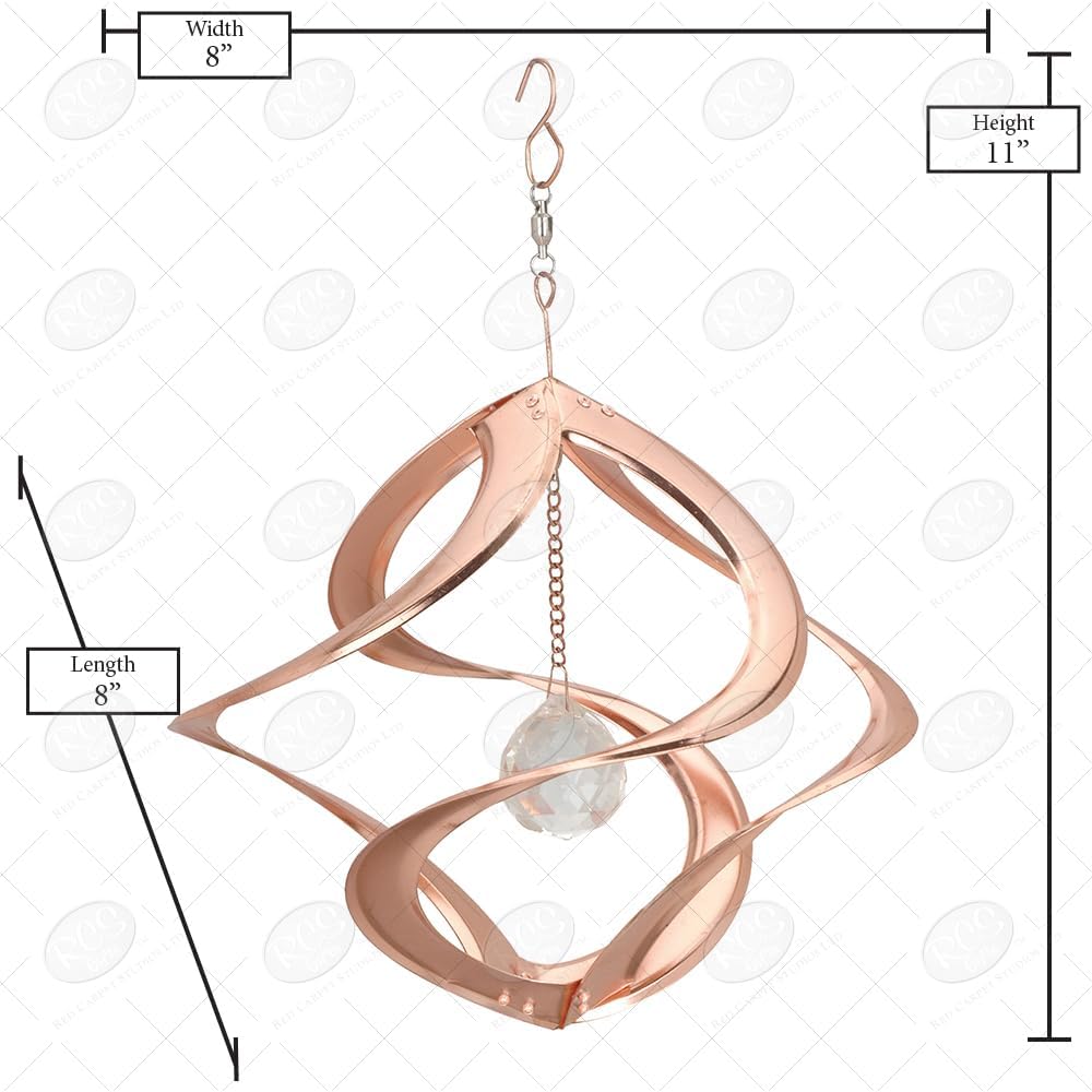 Red Carpet Studios The Original Cosmix Helix Wind Spinner Indoor/Outdoor Hanging Art, 11" Tall, Copper with Blue Planet