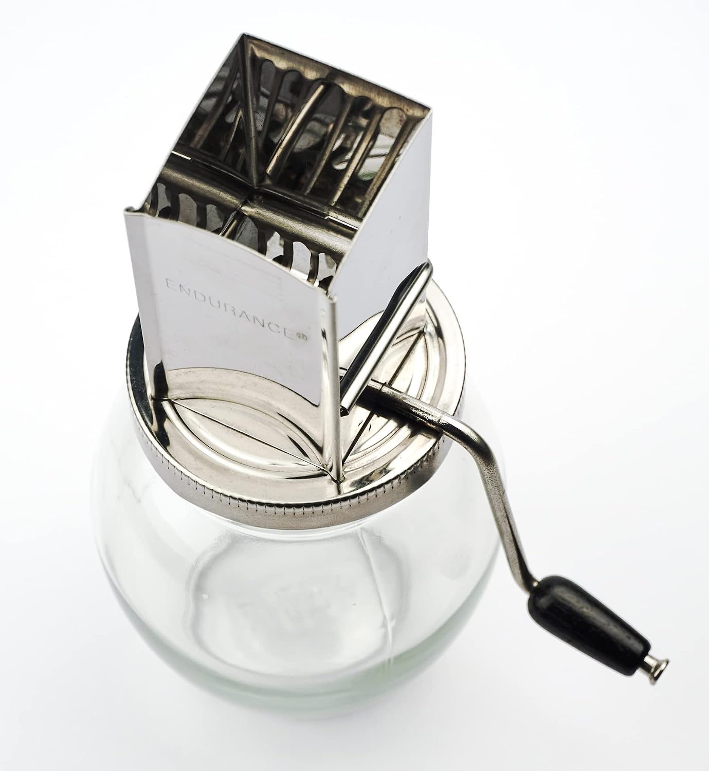 RSVP International Endurance Vintage Inspired Nut Grinder, 1.25 Cup Capacity, Glass Bottom