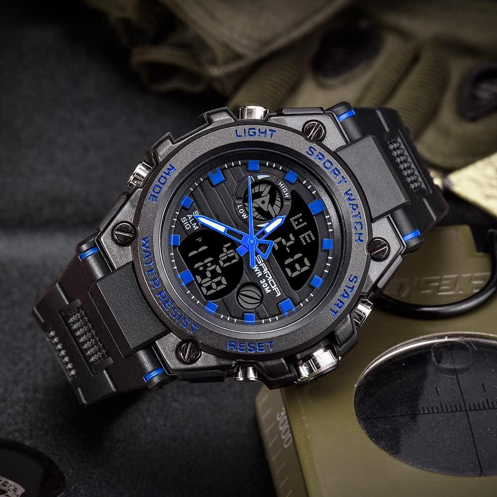 KXAITO Men's Watches Sports Outdoor Waterproof Military Watch Date Multi Function Tactics LED Alarm Stopwatch