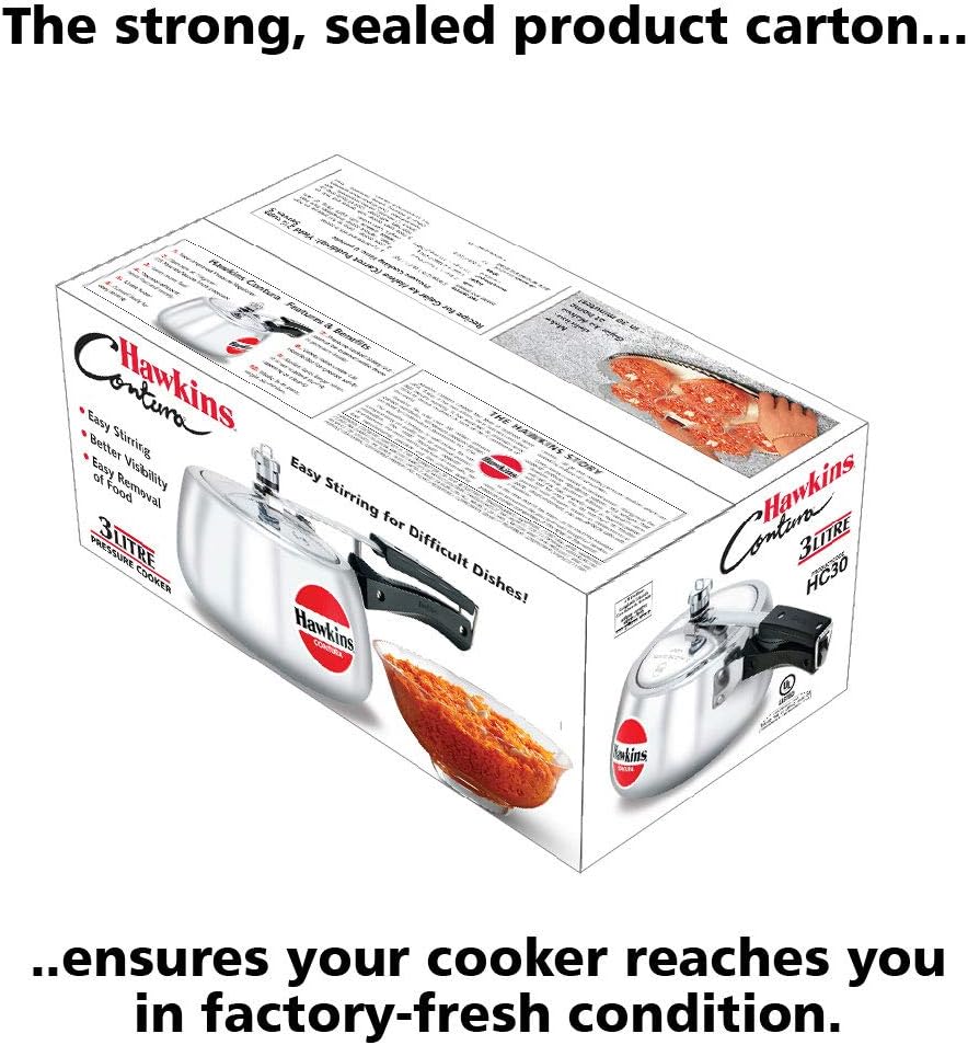 Hawkins 3.5 Litre Contura Pressure Cooker, Handi Inner Lid Cooker, Silver (HC35)
