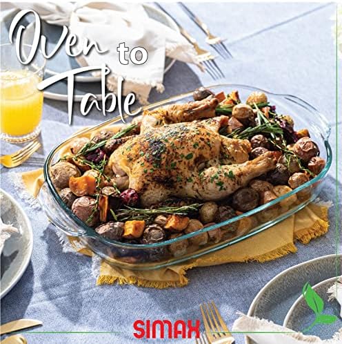 Simax Roaster Dish With High Lid Set, 8 Quart Glass Baking Dish