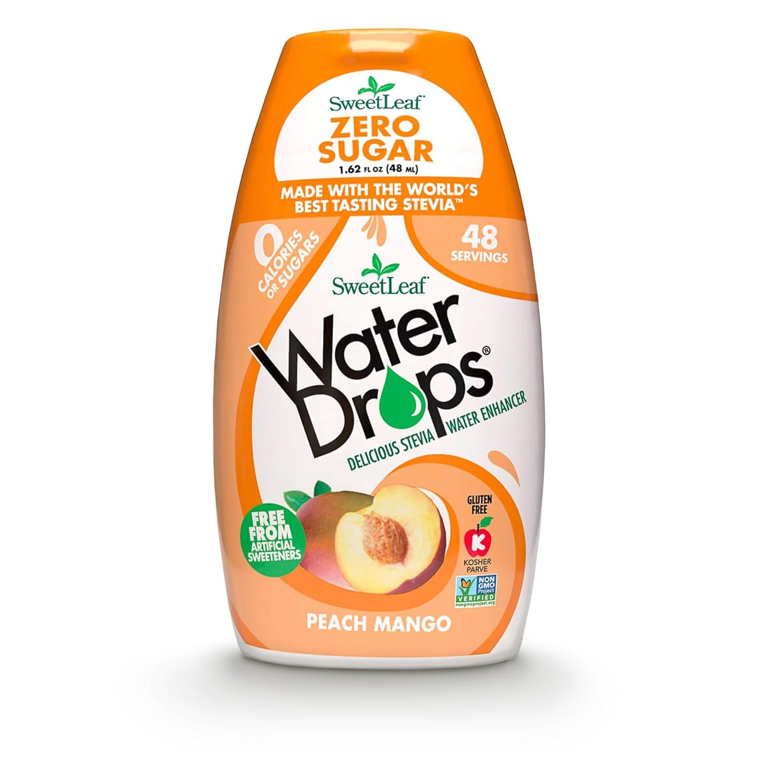 SweetLeaf Water Drops, Peach Mango – Sugar-Free Water Enhancer Drops, Stevia & Monk Fruit Sweetener Water Flavoring, 1.62 Oz (Pack of 6) | Stevia Water Enhancer, Sugar Free, Zero Calorie Additive, Contains Monk Fruit Extract, Gluten Free, Keto Friendly
