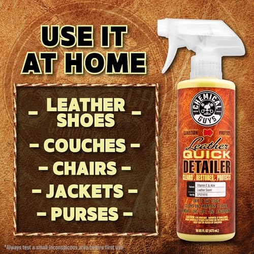 Chemical Guys, Leather Quick Detailer, Cleaner & Conditioner Spray, 16 oz | Quick spray cleans and conditions seats, furniture and apparel, safe on natural, synthetic and faux leather