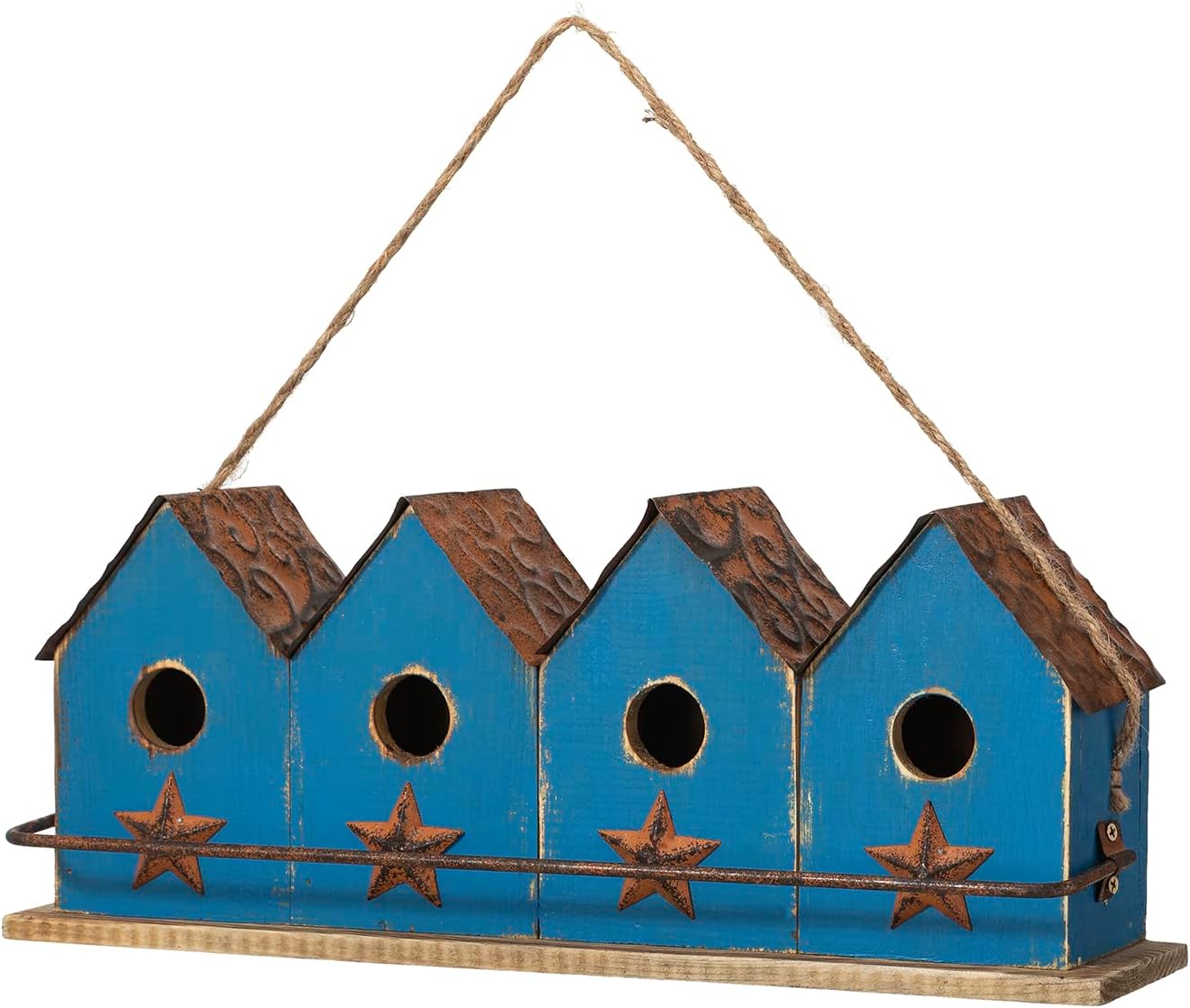 Glitzhome Bird Houses for Outside,10" H Rustic Wooden Bird House Garden Distressed Decorative Birdhouse for Outdoors, Hanging Birdhouse for Bluebird Hummingbird Wren Finch Cardinals Cedar