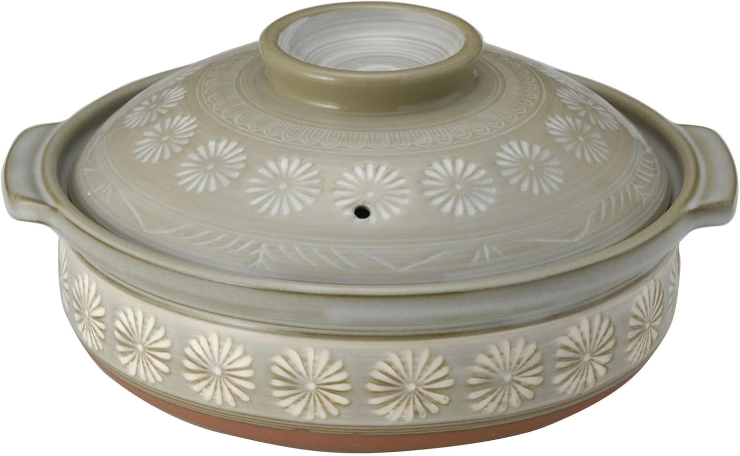 Banko Ware 52013 Ginpo Hanamishima Earthenware Pot (Deep Pot), No. 9, For 4-5 People
