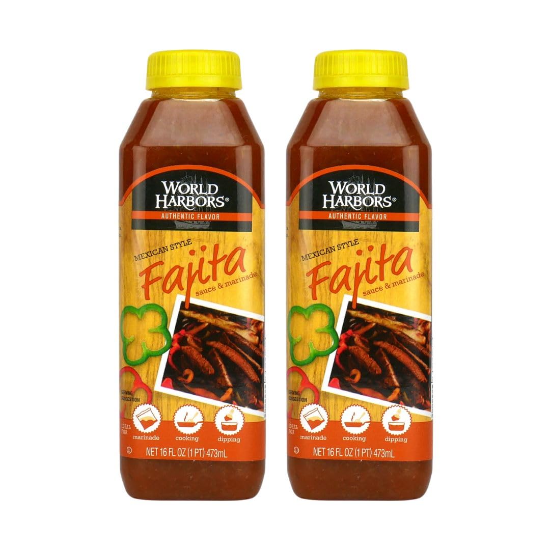 World Harbors Jamaican Jerk Sauce Sweet & Spicy Marinade for Jamaican Jerky Seasoning Chicken, Sirloin, Shrimp Jerk Seasoning Jamaican Style - Flavors for Dipping, Glazing 16 oz (Pack of 2)