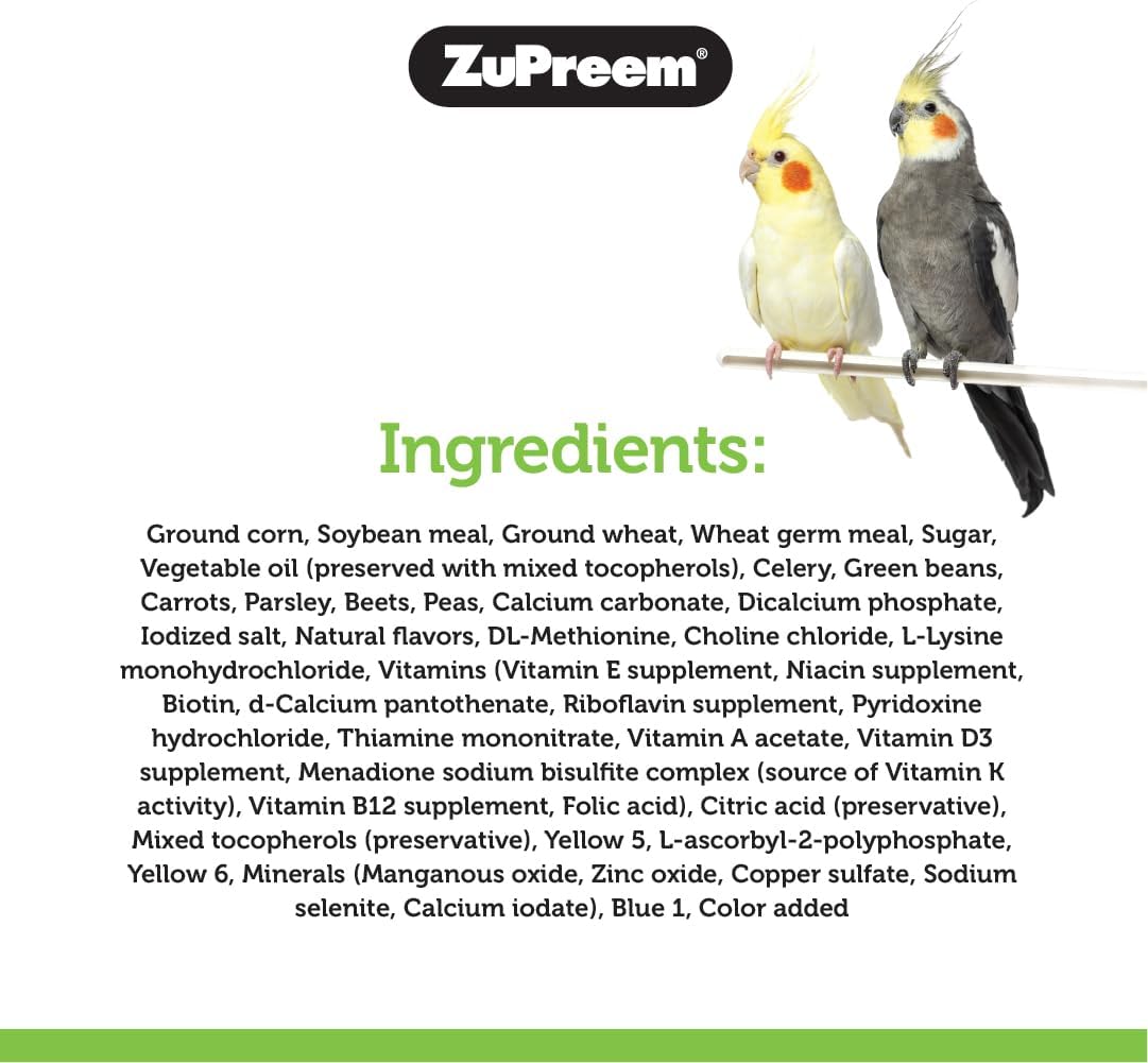 ZuPreem FruitBlend Cockatiel & Conure Food, Uniform Bird Food, M, 2 lb | Bird Food Pellets, Real Fruit, Blend, Cockatiel Food, Conures, Lovebirds, Love Bird Pellets, Quaker, Parrot, Medium Birds
