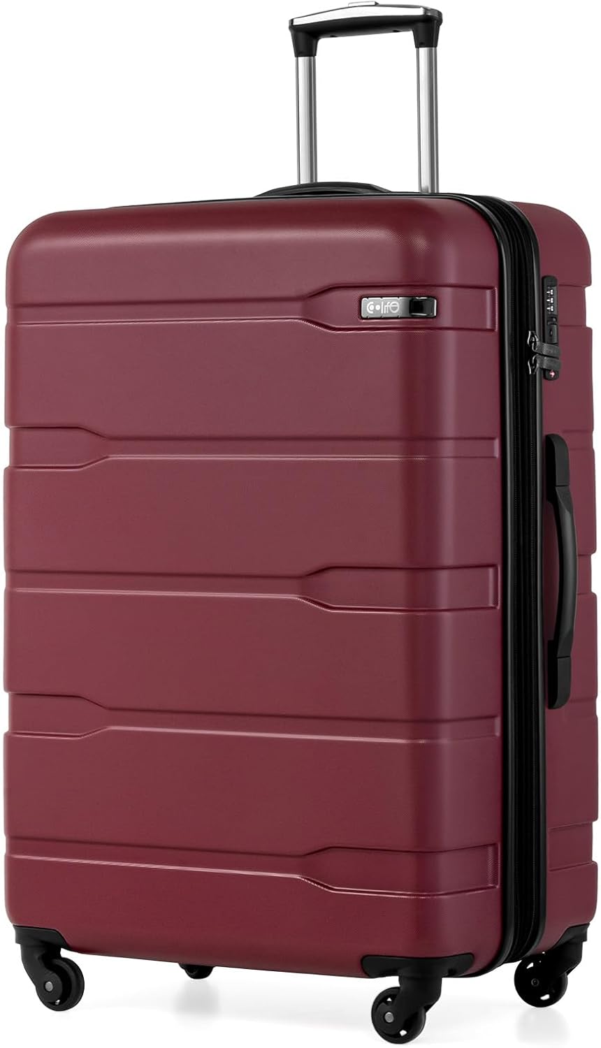 Coolife Medium Checked Luggage Hardside Suitcase with Spinner Wheels, 24in | Lightweight ABS+PC, Rolling Travel Suitcase with TSA Lock, Spinner Wheels, Durable Zipper, Charcoal