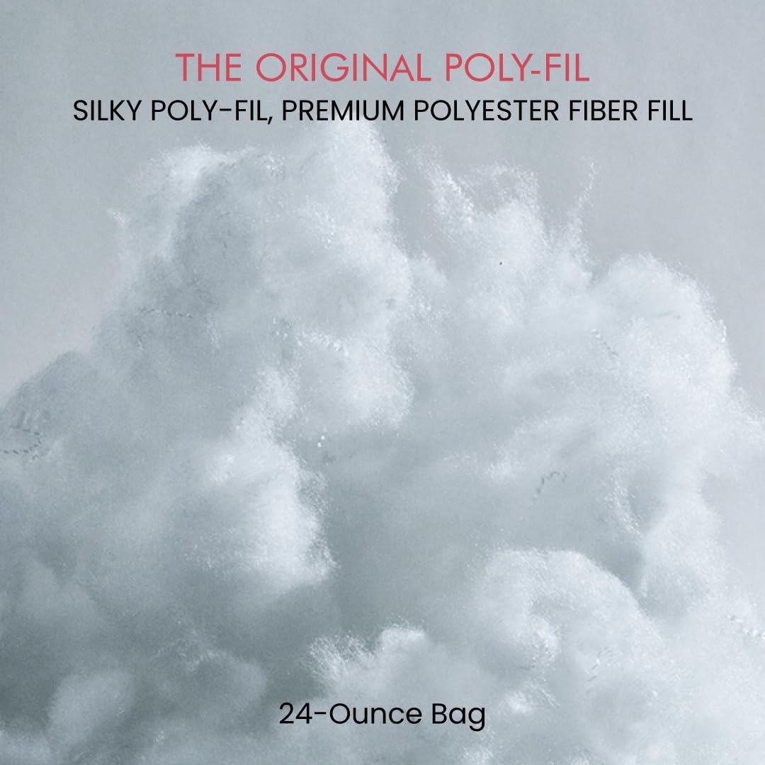 Fairfield Silky Poly-Fil, Premium Polyester Fiber Fill, Soft Pillow Stuffing for Peaceful Sleep, Stuffing for Stuffed Animals and Toys, 24-Ounce Bag
