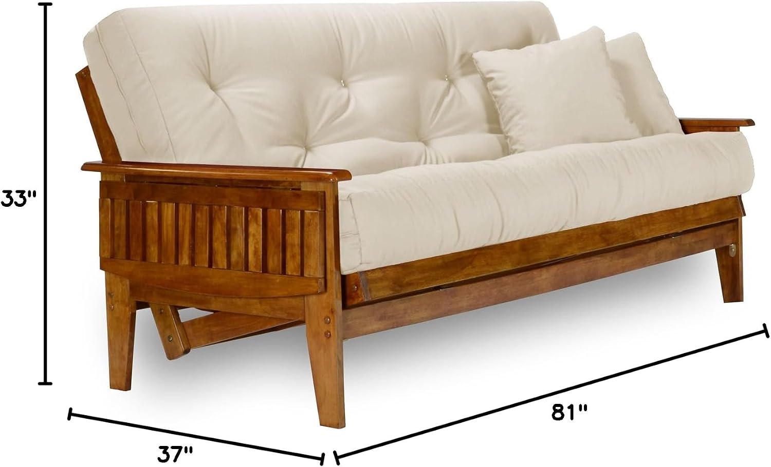 Eastridge Futon Set - Full Size, Frame, 8" Mattress, Twill Black Cover