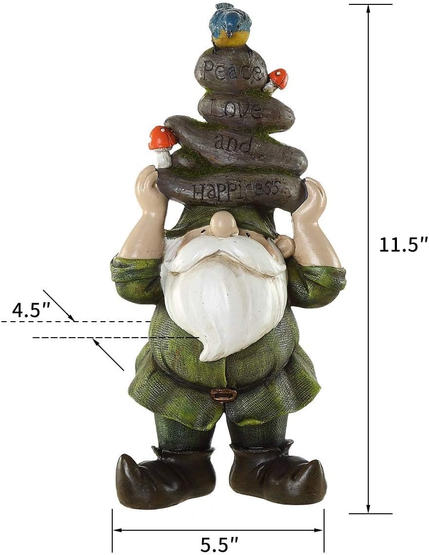Garden Gnome Statue Outdoor Decorative Gnome Statue,Gnome Held Stones with His Head