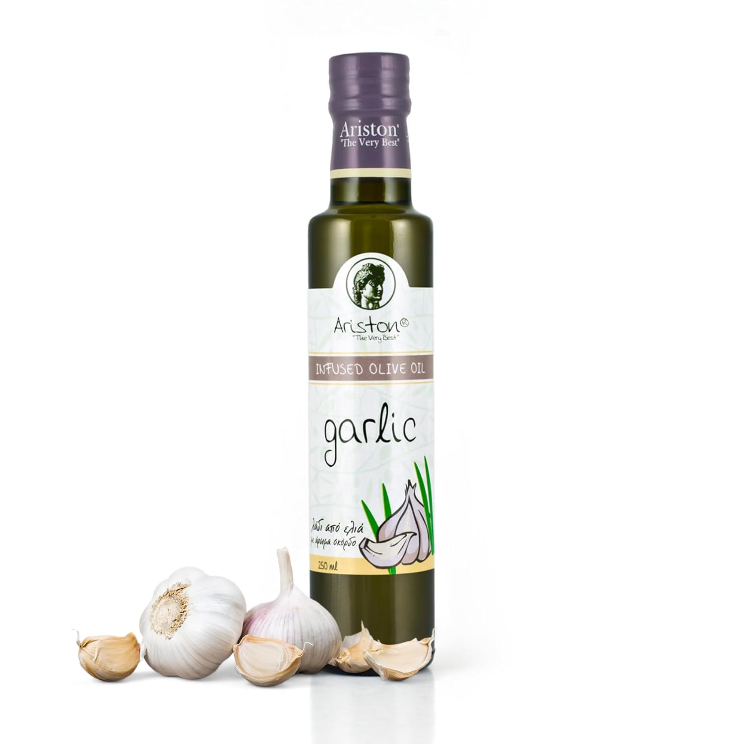 Ariston Organic Greek Olive Oil Extra Virgin, Lemon Infused, 8.45 Fl Oz | Cold Pressed Olive Oil Bottle from Greece for Cooking, Salad Dressing, Marinade & Bruschetta, Everyday Kitchen Use
