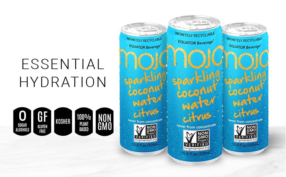 MOJO Sparkling Coconut Water Citrus Hydration Electrolytes 10.8 Oz 12 Pack