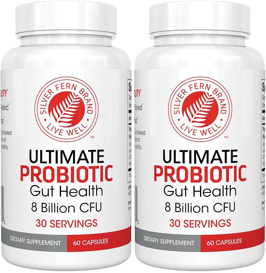 Silver Fern Brand Ultimate Probiotic - Probiotics for Women & Men | 8 Billion CFU Spore-Forming Gut Health Supplement - DNA Verified, Vegan, Shelf-Stable, High Survivability - 60 Capsules