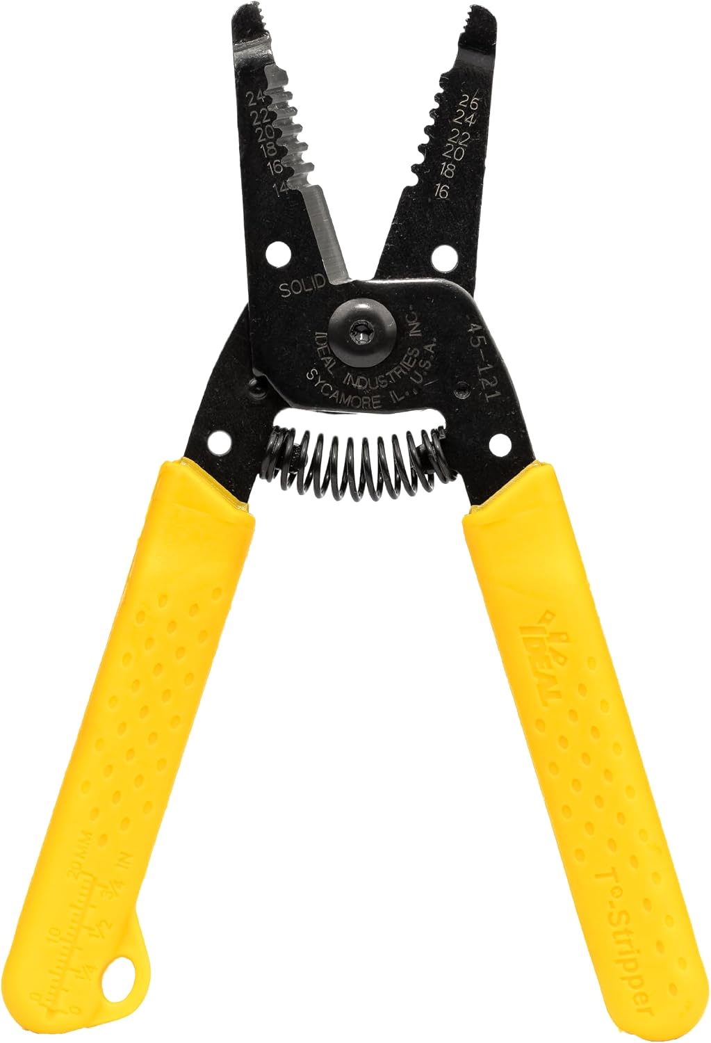 IDEAL Electrical Reflex Super T-Stripper Wire Strippers, 8–16 AWG Solid, 10–18 AWG Stranded, Ergonomic Wire Cutter and Stripping Tool with Textured Sleeves, Locking Handle