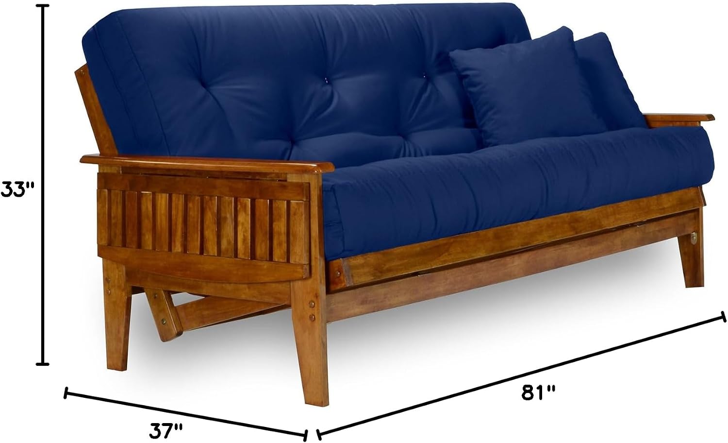 Eastridge Futon Set - Full Size, Frame, 8" Mattress, Twill Black Cover