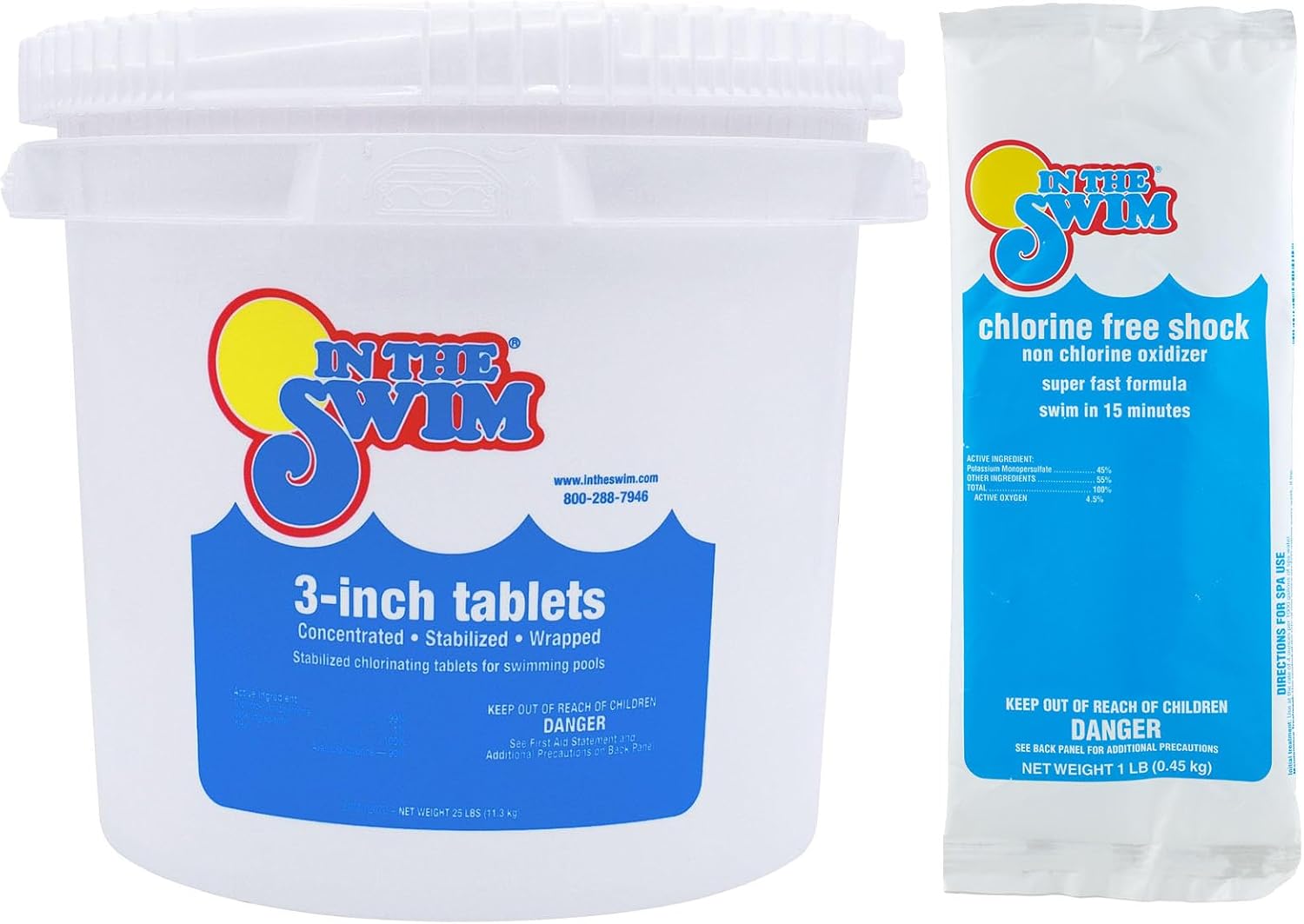 In The Swim Chlorine-Free Pool Shock - 24 x 1 Pound Bags | Quick Dissolving, Fast-Acting, Shock-Oxidizer for Swimming Pools, Spas, and Salt Chlorinated Pools Compatible