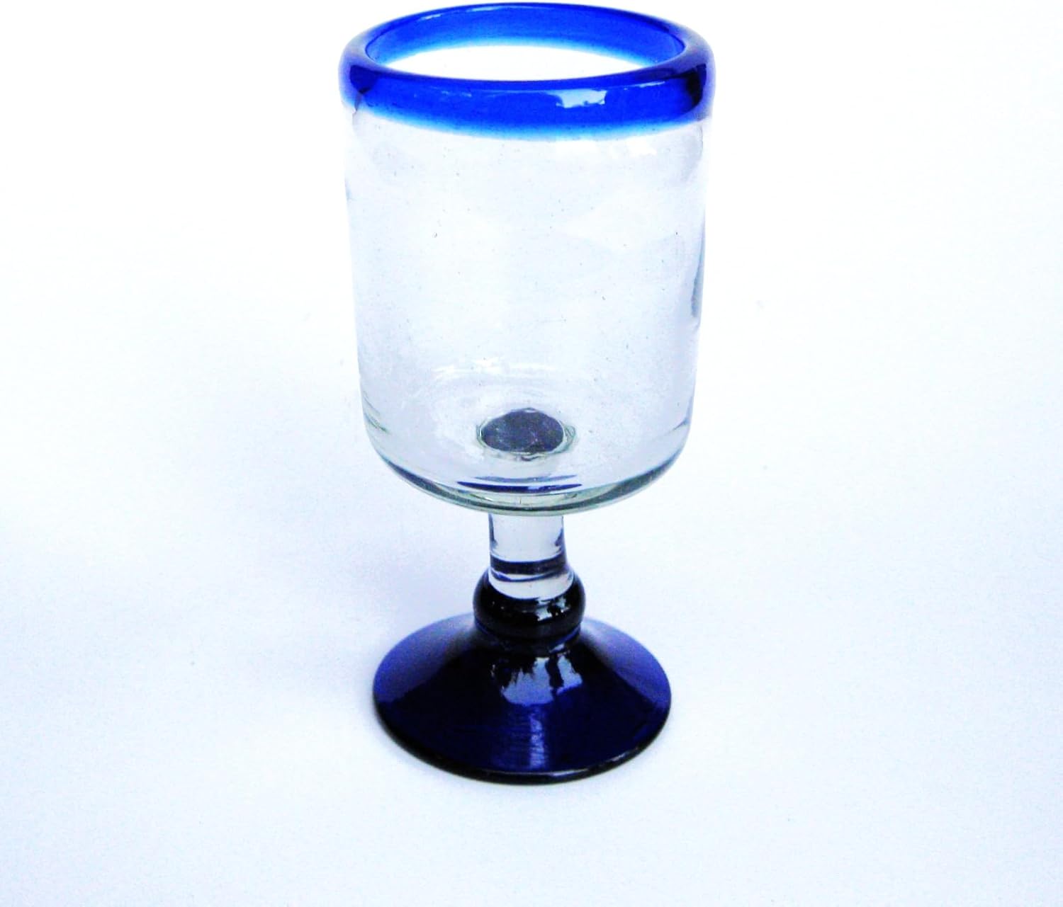 Cobalt Blue Rim 13 oz Wine Glasses (set of 6), Recycled Glass, Lead-free, Toxin-Free (13oz Wine)
