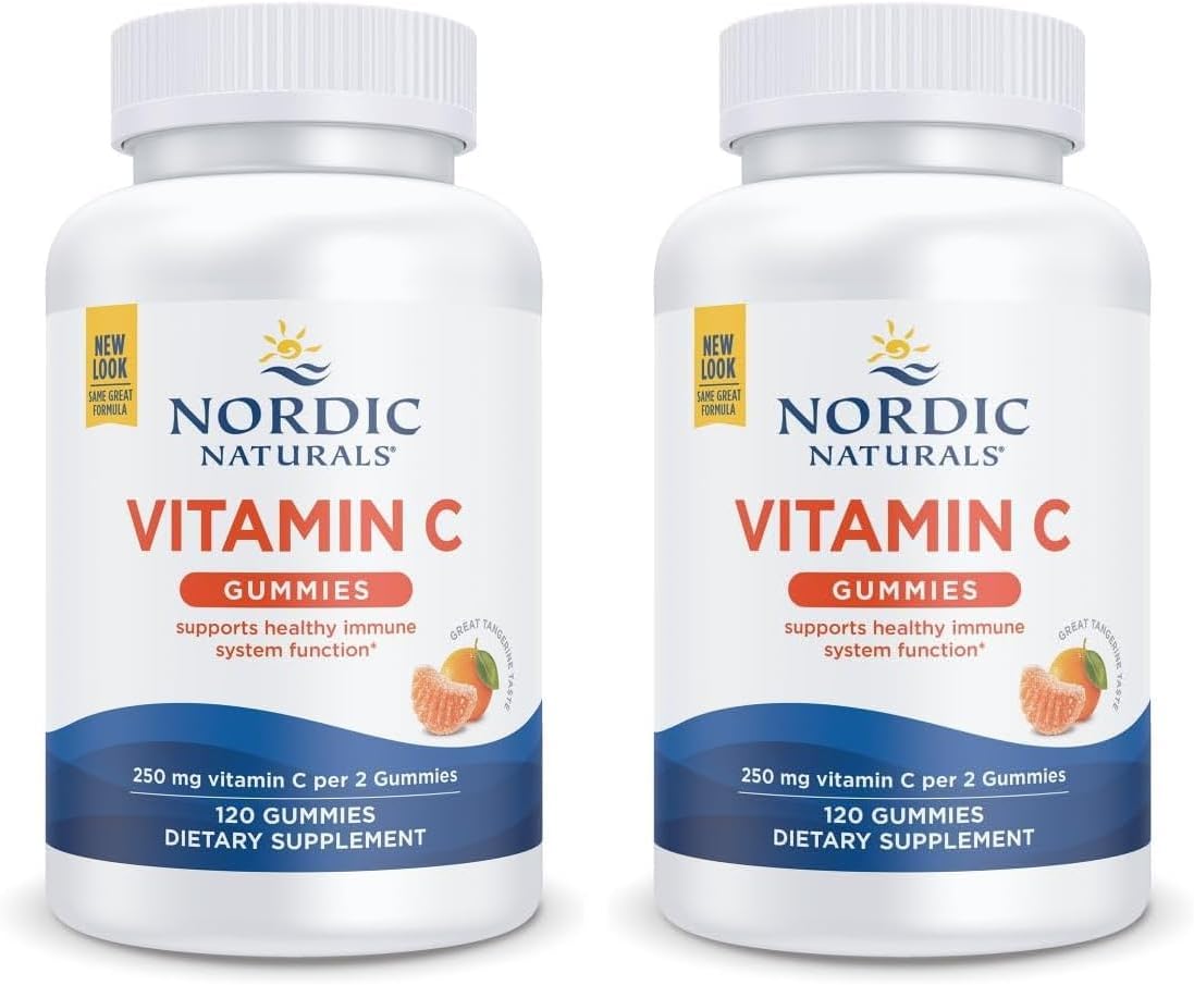 Nordic Naturals Vitamin C Gummies, 250mg Vegan, Tart Tangerine - 60 Count | Supports immune health, antioxidant protection, child growth & development. Tart tangerine flavor gummies for kids & adults