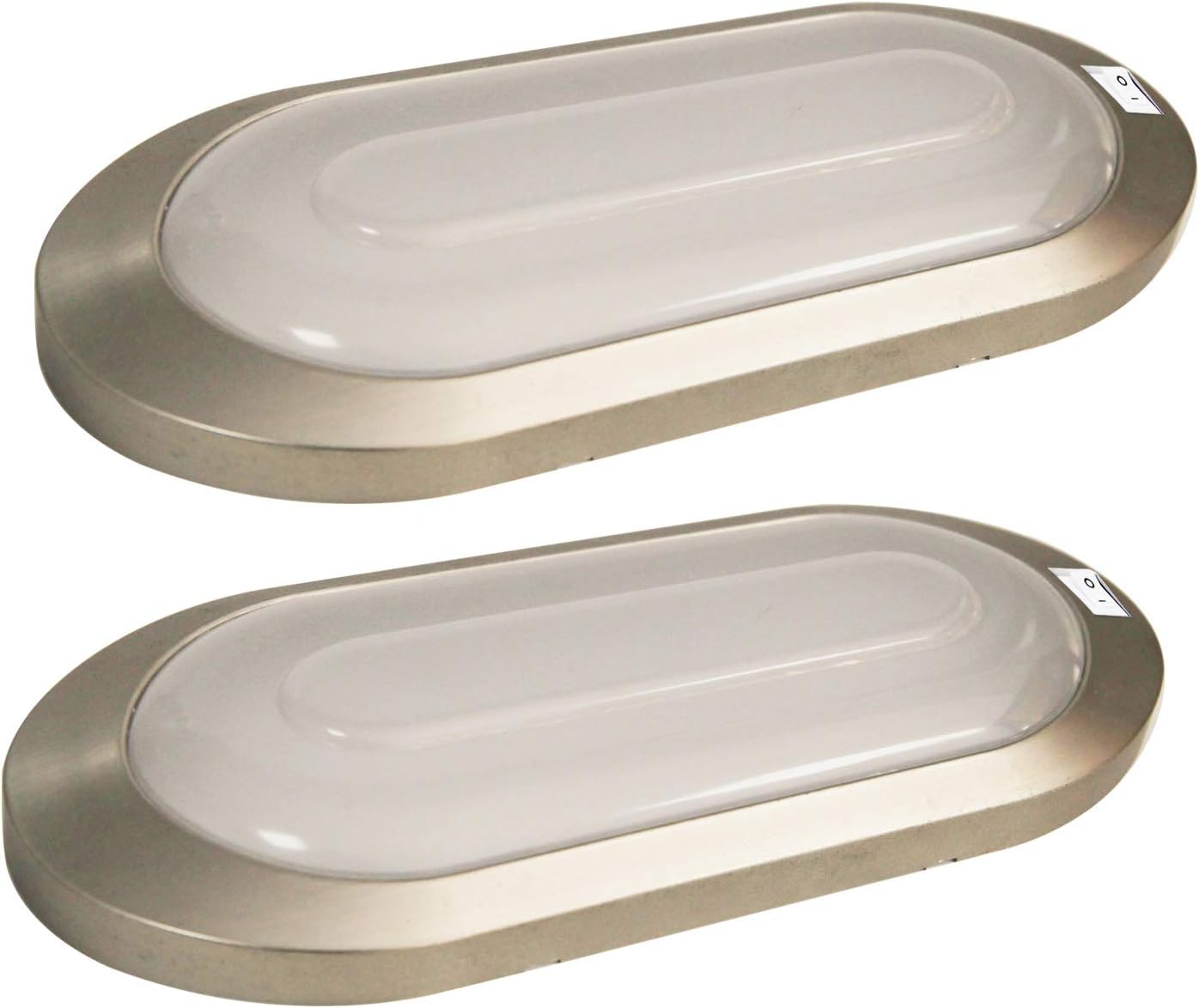 Facon 12V LED Bright RV Pancake Light Surface Mount - 2 Pack, DDS01-008, 12Volt Interior Light with Switch, for RV Motorhomes Camper Caravan Trailer Boat, 3400K