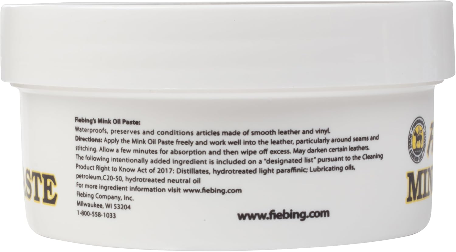 Fiebing's Mink Oil for Leather Boots (6 oz) - Leather Cleaner & Conditioner - Waterproof, Preserve, Soften All Smooth Leathercraft & Vinyl - Prevents Salt Stains - Use On Couch, Shoe, Purse & Belt